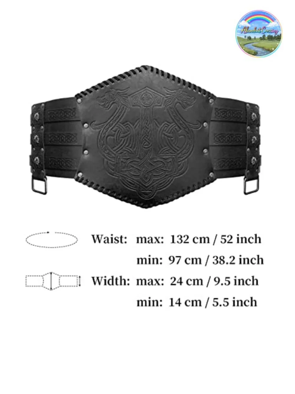 Viking Embossed Waist Armor Faux Leather Wide Belt Medieval Knight Corset